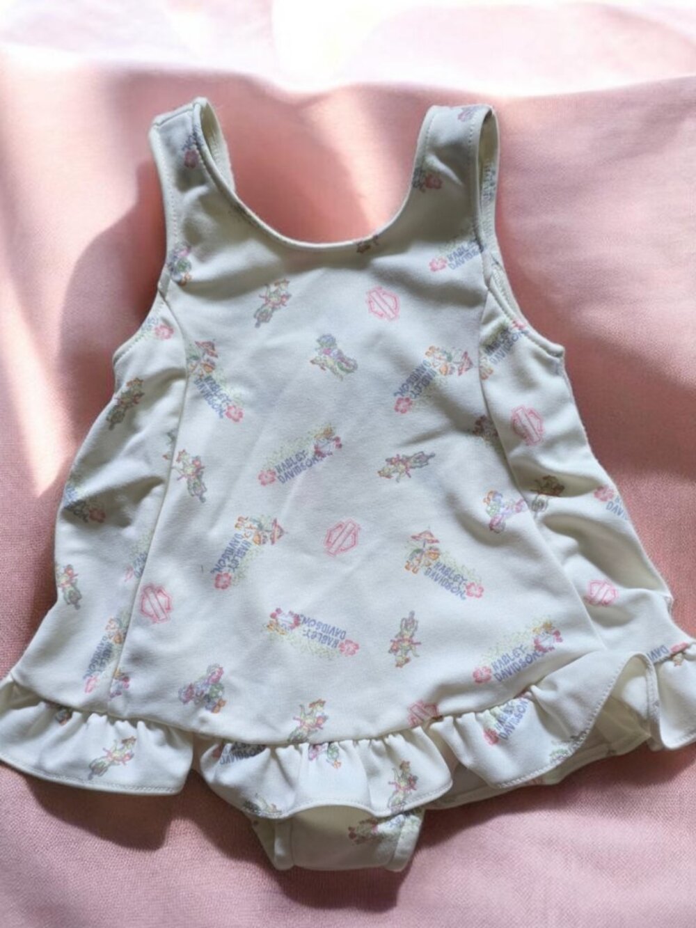 VTG HARLEY DAVIDSON (6-9 MO) Born to Ride One piece ruffle swimsuit